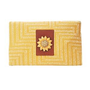 ADD LIBB Yellow Jacquard Sunflower Clutch Bag Southern Prep Purse Artsy